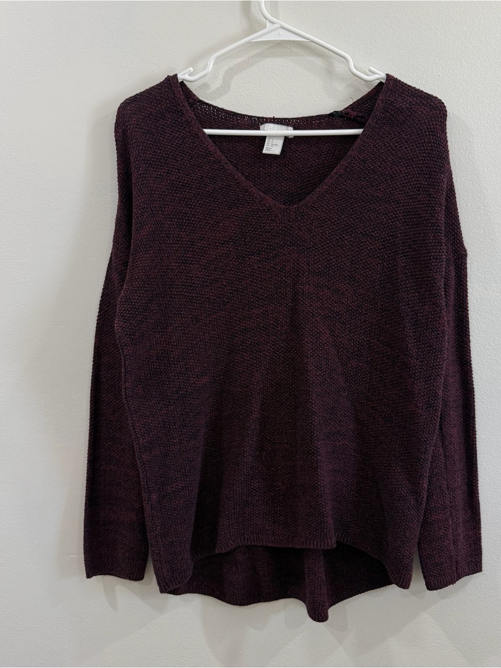 H&M Women's V-Neck Knit Sweater - Deep Plum